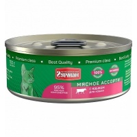 Четвероногий гурман Мясное ассорти консервы для кошек с языком, 100 гр