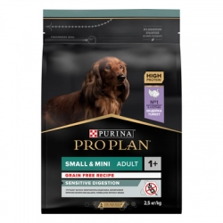 Pro Plan GrainFree сухой корм для собак мел.пород с чувст.пищеварением индейка