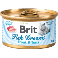 БРИТ консервы для кошек Fish Dreams Форель и тунец 80г