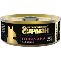 Четвероногий гурман Golden Line консервы для кошек с говядиной в желе, 100 г